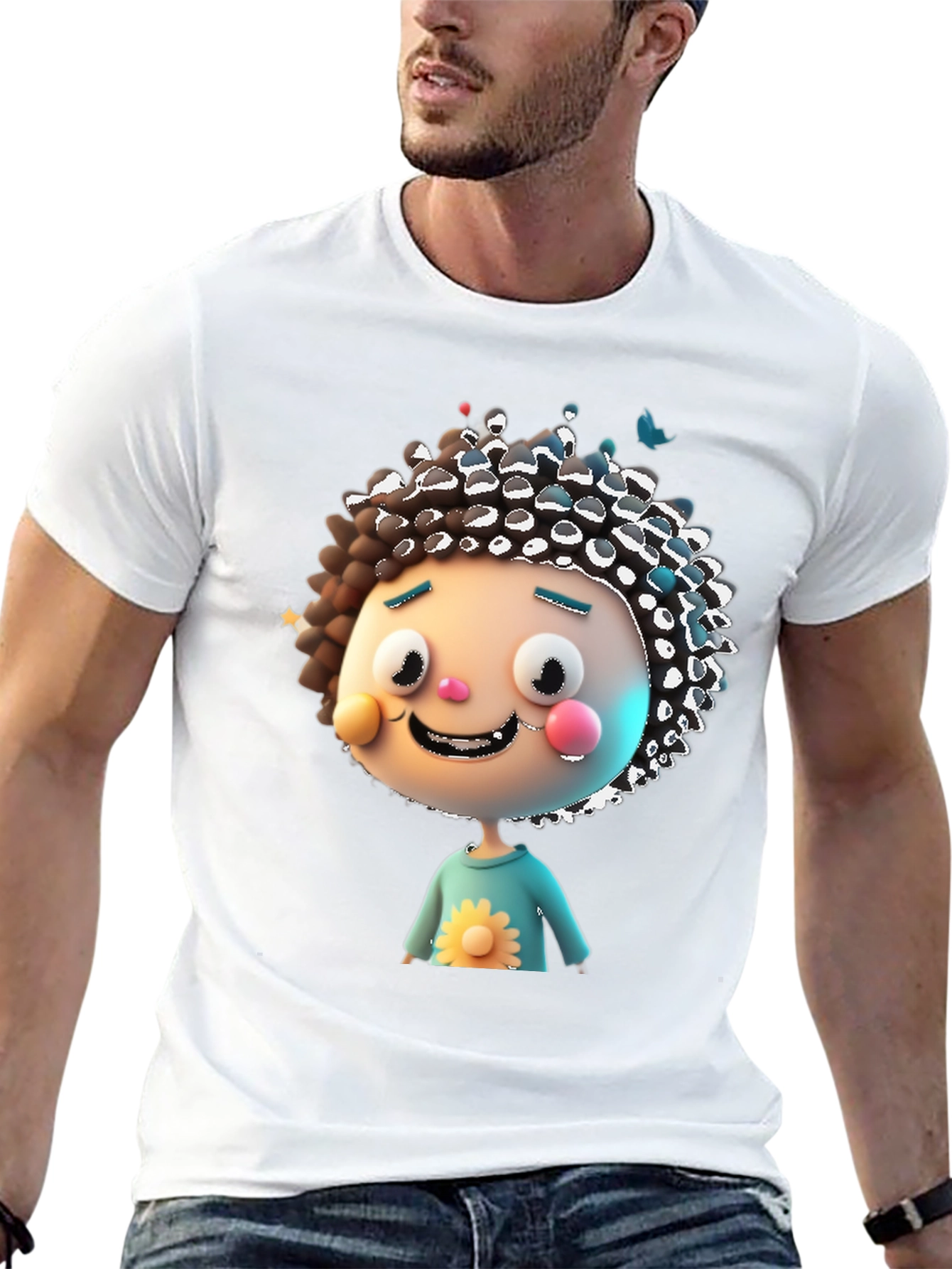Cartoon Character Graphic Black T-Shirt