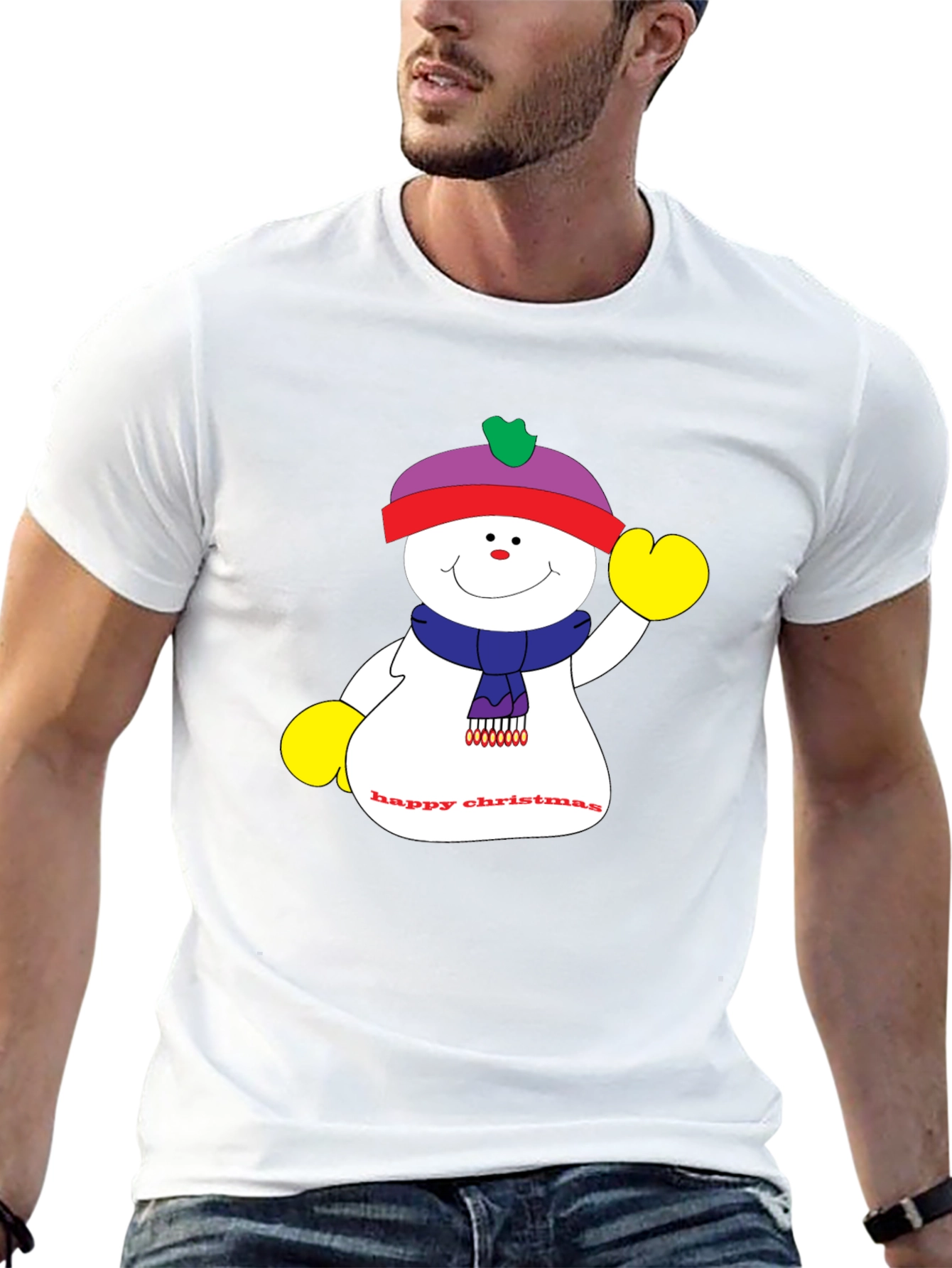Festive Snowman Graphic T-Shirt