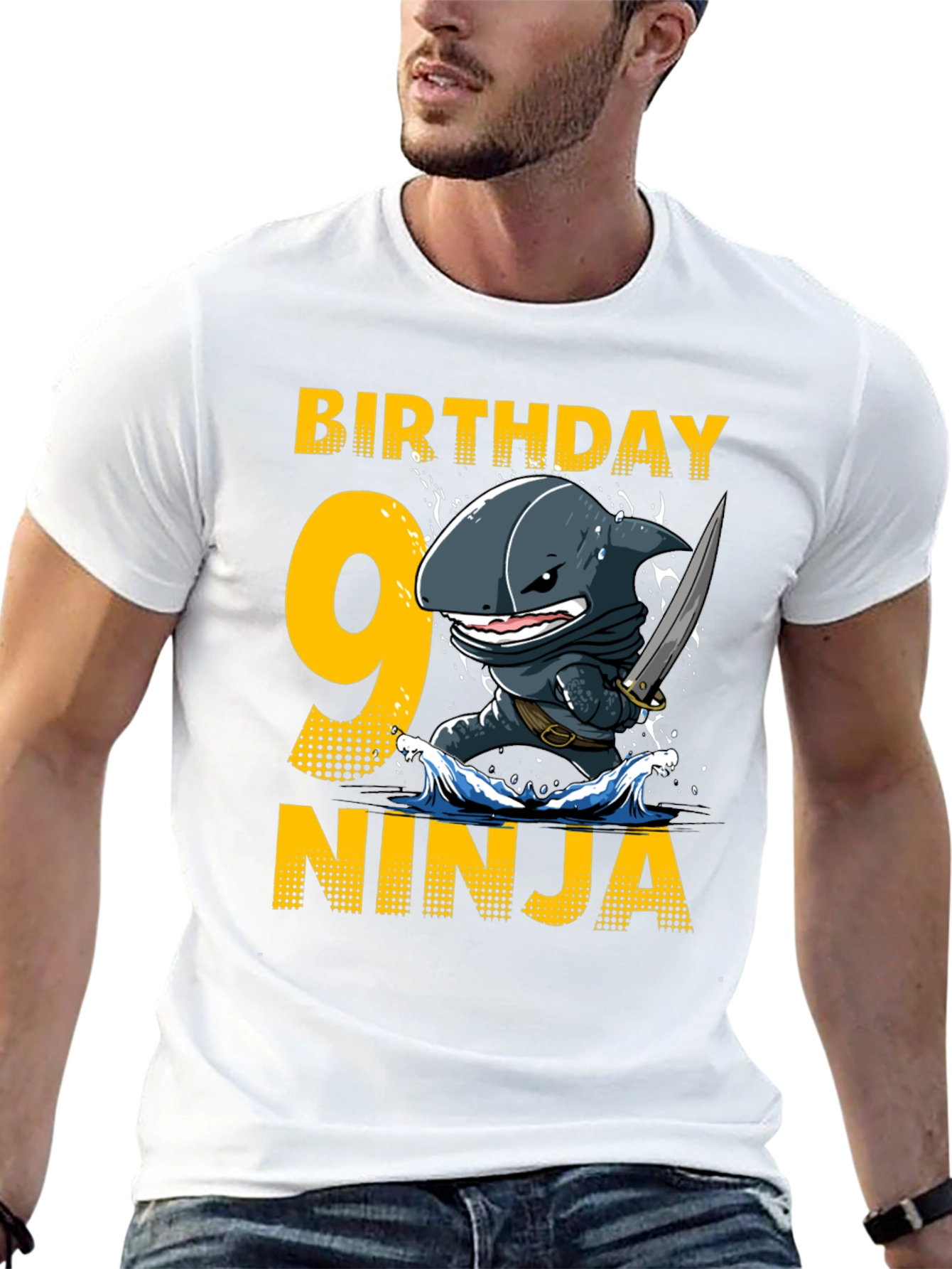 Birthday Shark Ninja T-Shirt - 9 Years Old