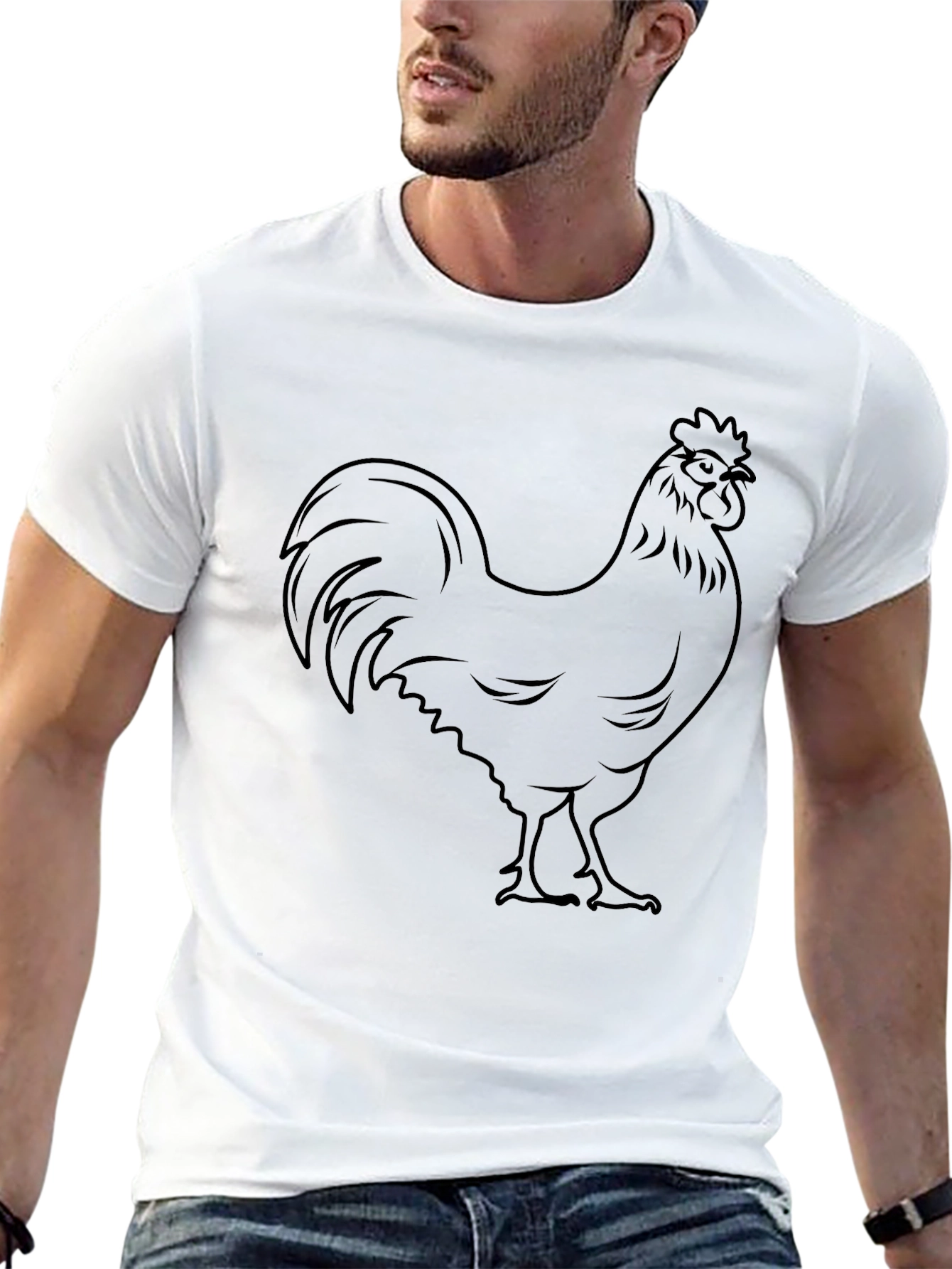 Black Rooster Graphic Tee - Mens Casual T-Shirt