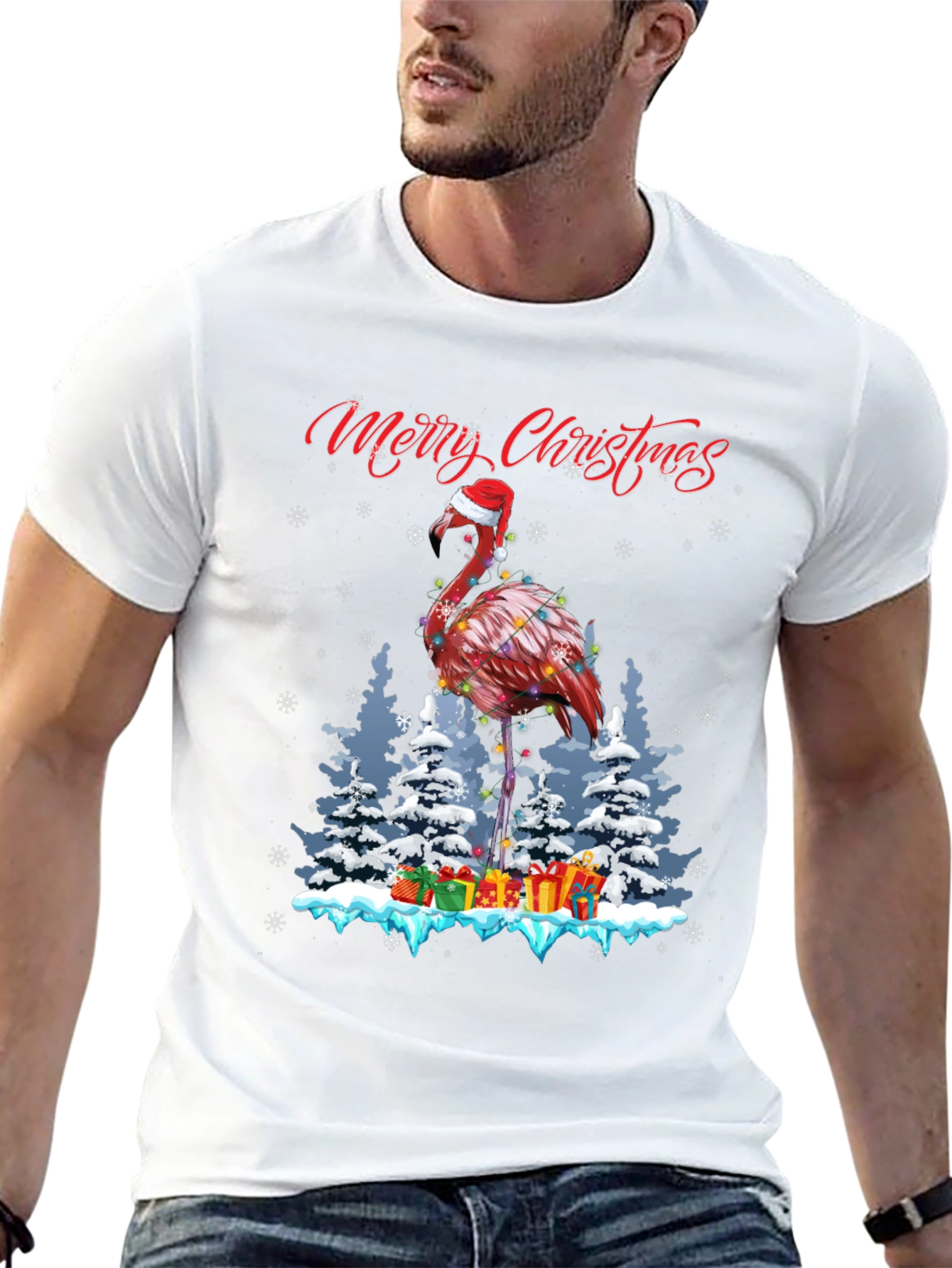 Christmas Flamingo Graphic Tee
