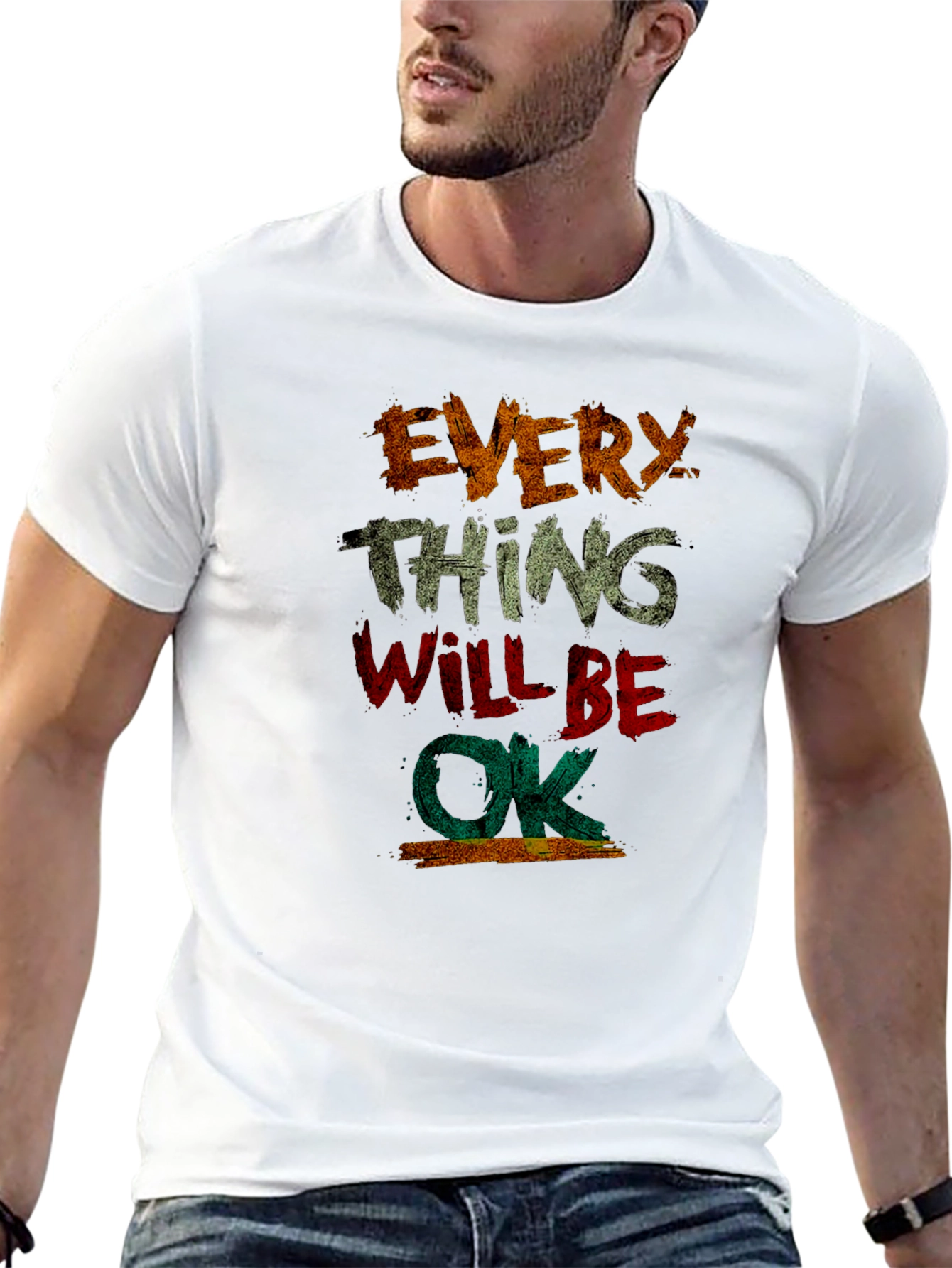 Everything Will Be OK Graphic Tee - Distressed Print