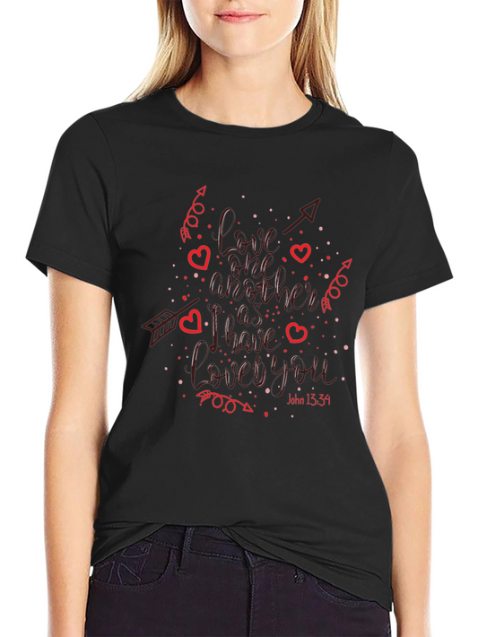 Love One Another Graphic Tee - Valentines Day Black T-Shirt