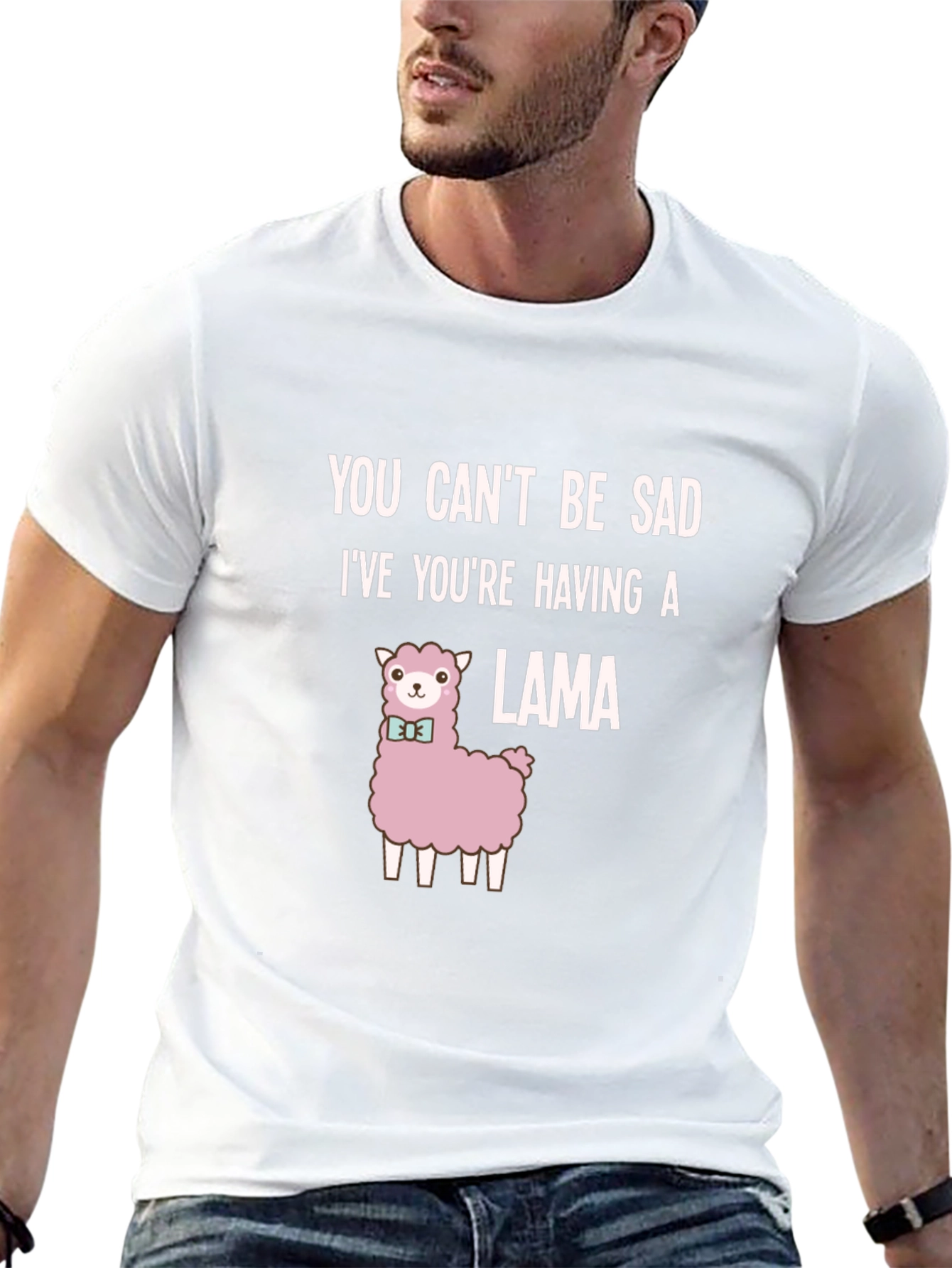 Funny Llama T-Shirt - You Cant Be Sad!