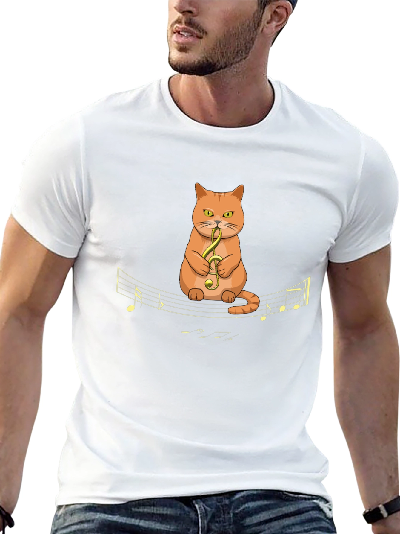Musical Cat T-Shirt - Quirky Graphic Tee
