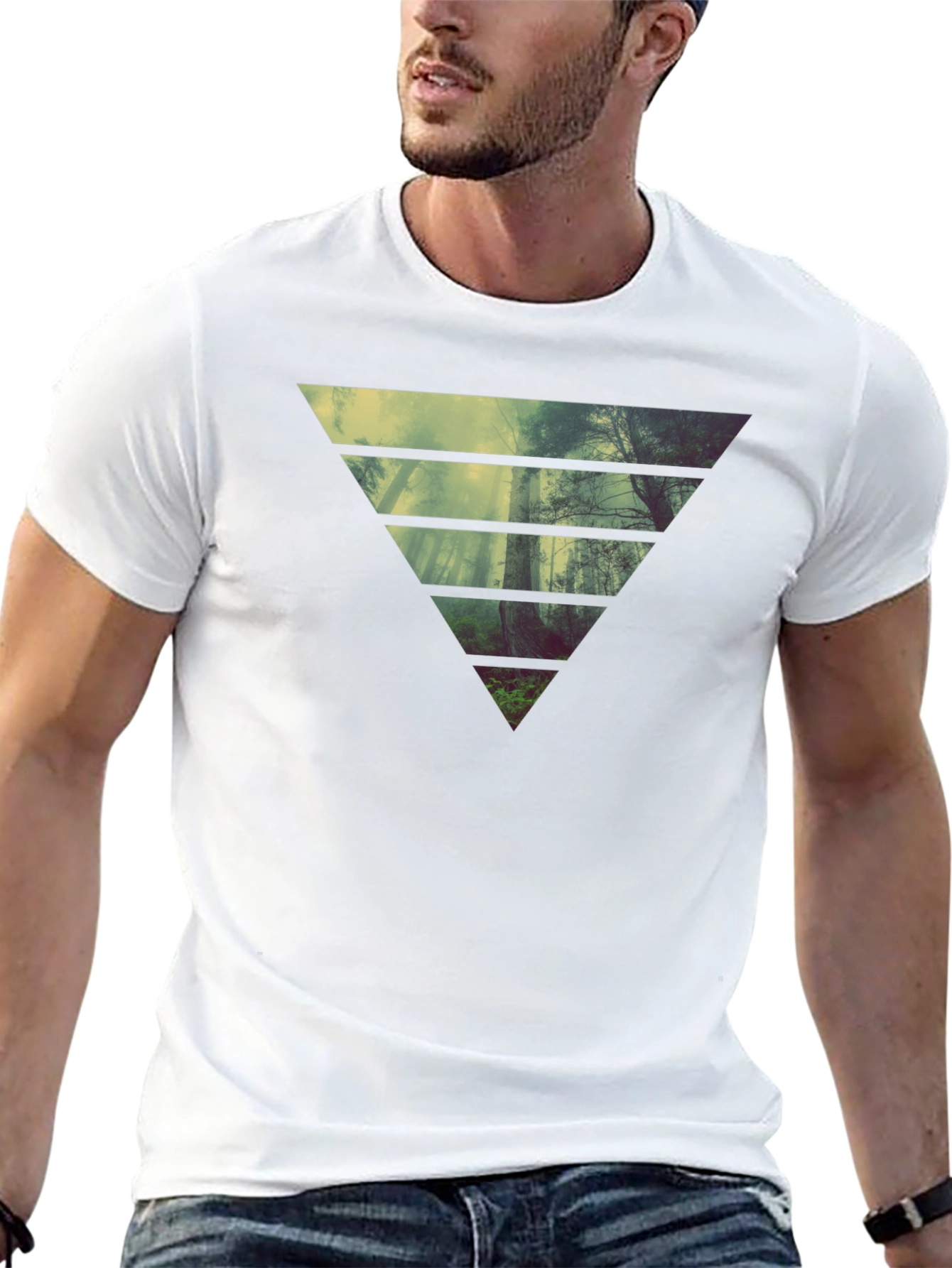 Nature Triangle Graphic Black T-Shirt