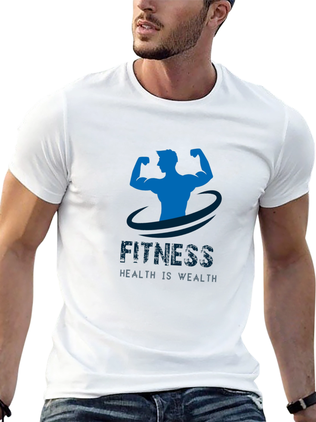 Fitness Graphic Print Tee - Black