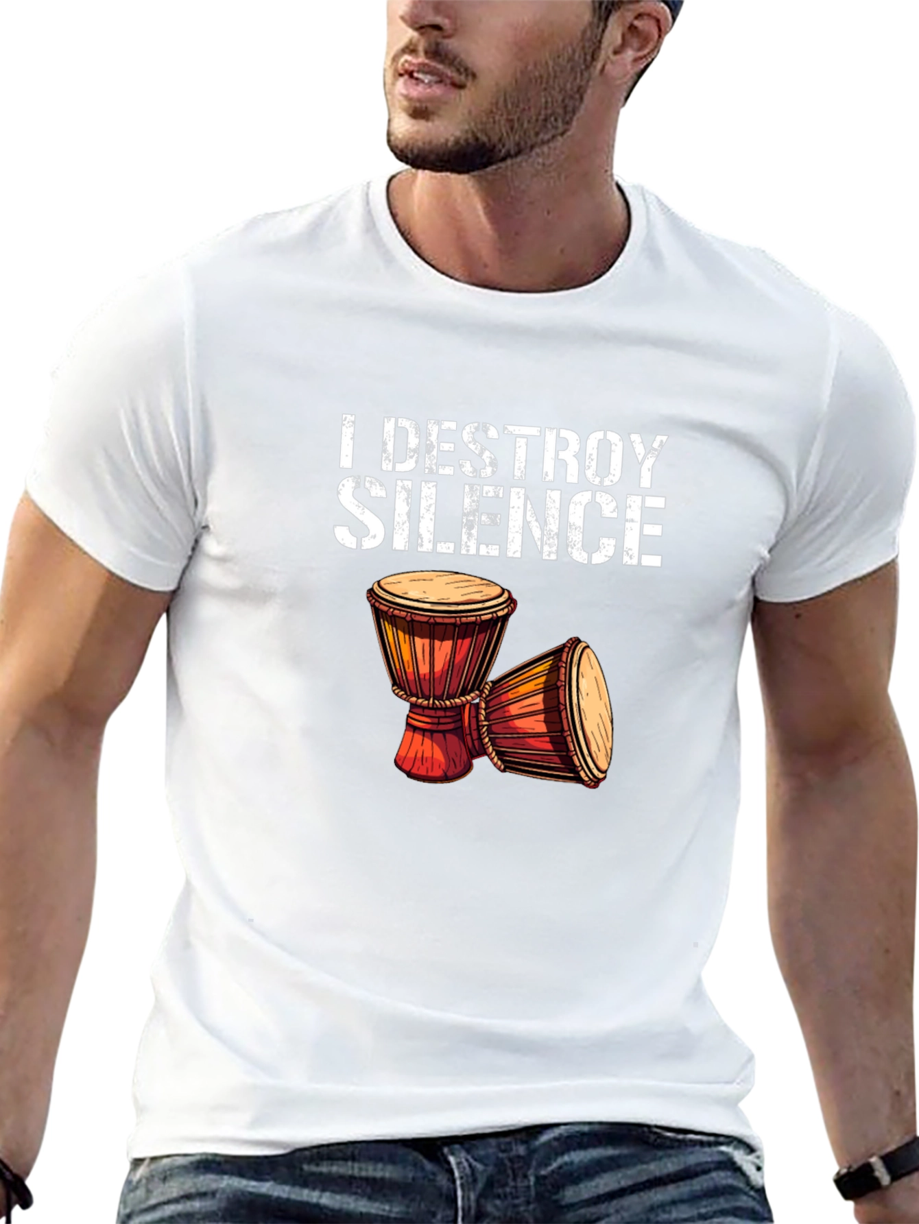 I DESTROY SILENCE T-Shirt Drummer Percussion Music