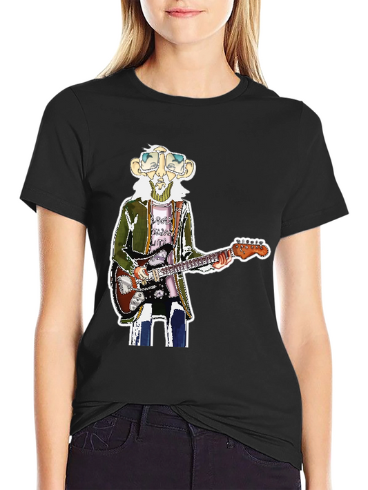 Black T-Shirt with Guitarist Graphic