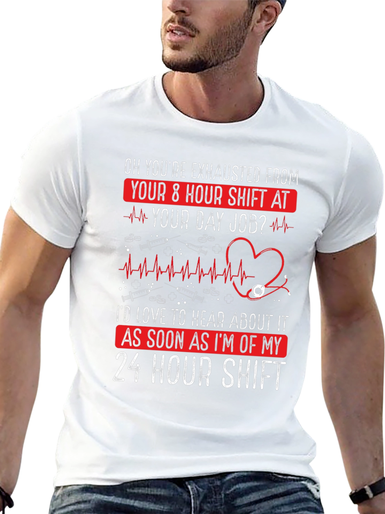 Nurse 24 Hour Shift T-Shirt - Exhausted Funny Tee