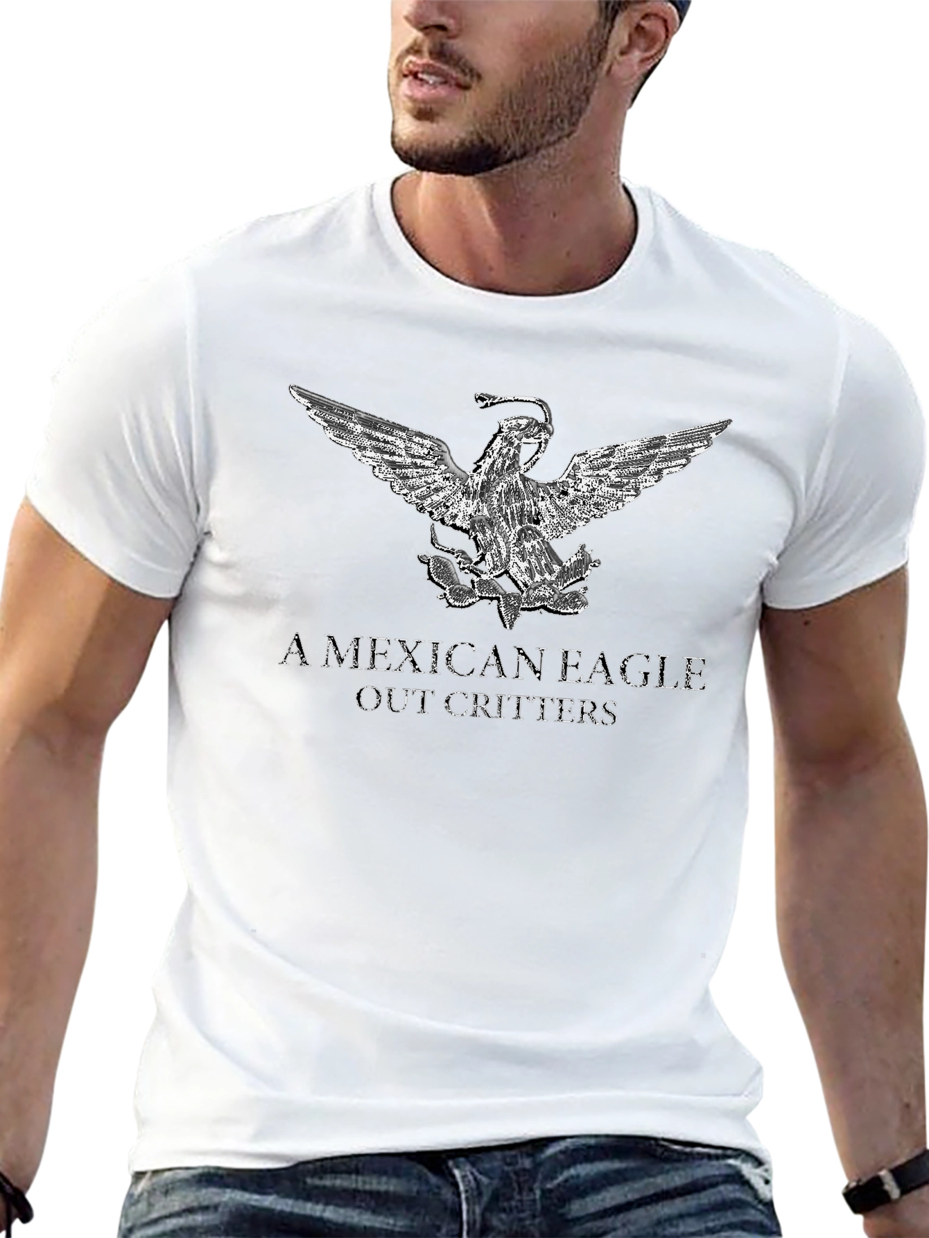 Mexican Eagle Graphic Tee - Black