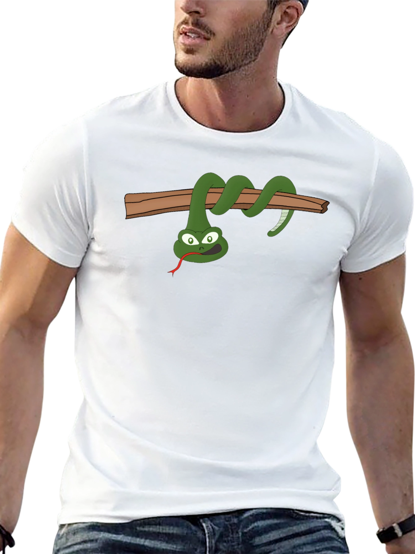 Funny Snake On Branch Graphic T-Shirt