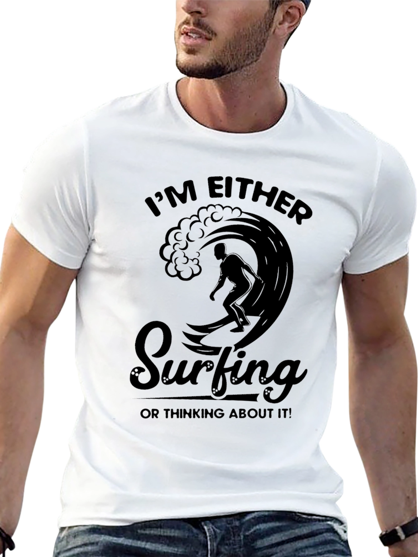 Surfing Graphic Tee - Im Either Surfing