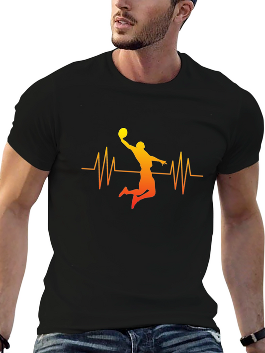 Basketball Heartbeat Graphic Tee - Stylish & Comfortable