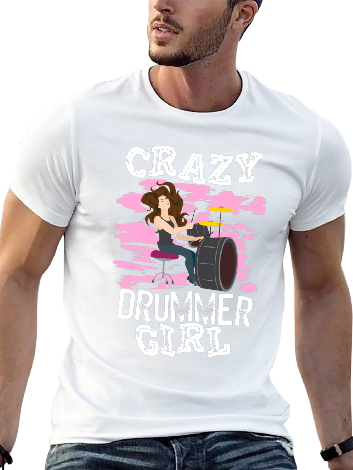 Crazy Drummer Girl T-Shirt - Rock and Roll Tee