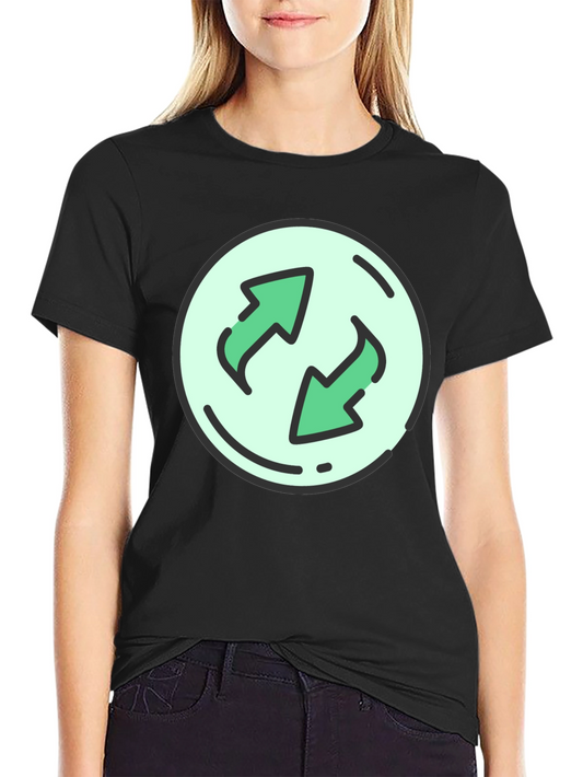 Black T-Shirt with Circular Recycle Arrow Graphic
