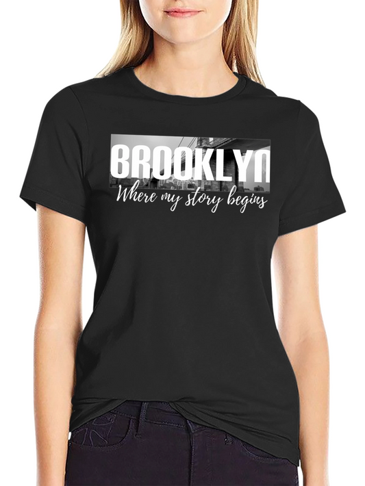 Brooklyn Story Begins Black Graphic Tee Shirt