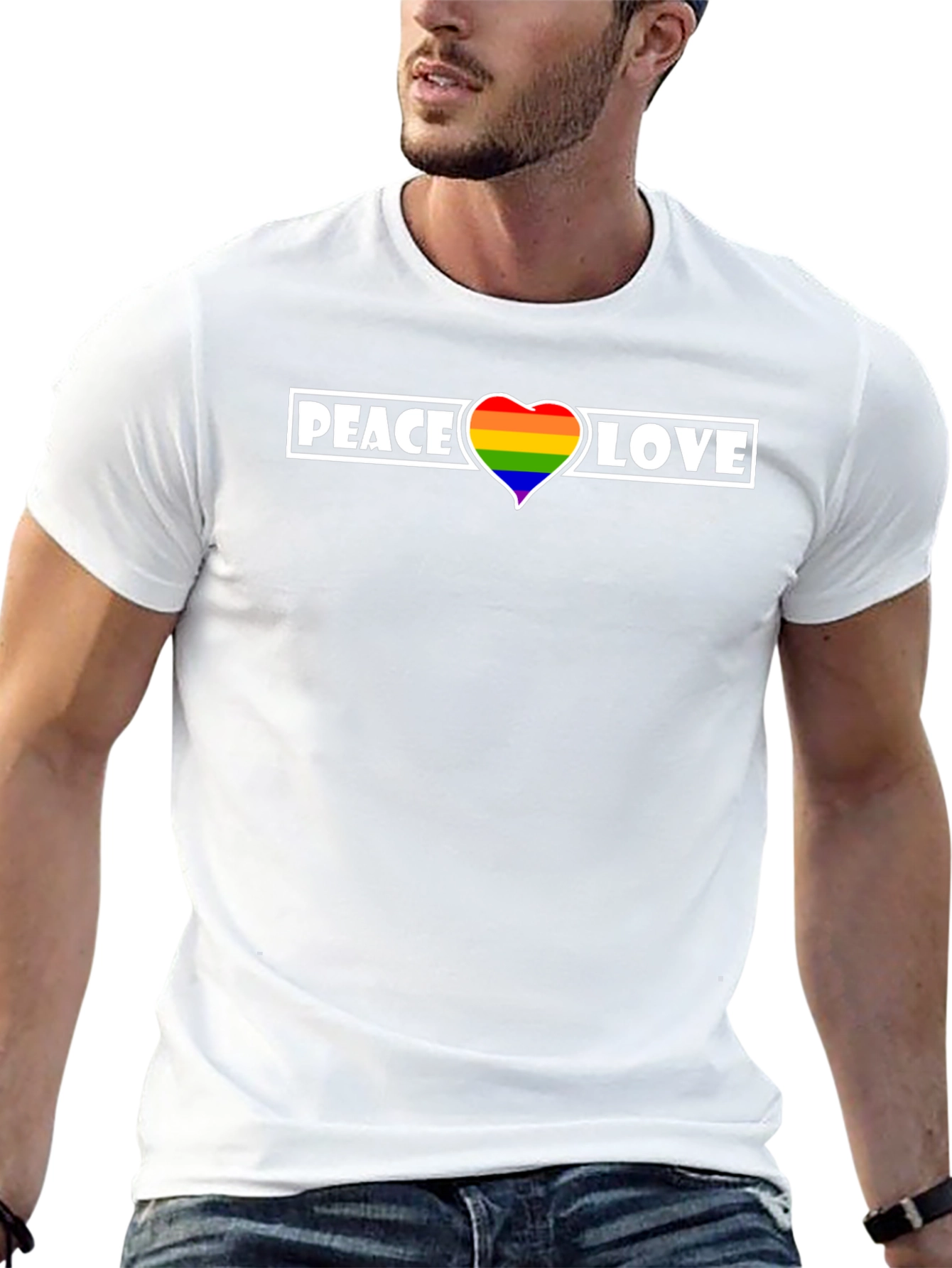 Peace Love Rainbow Heart T-Shirt - Pride Apparel