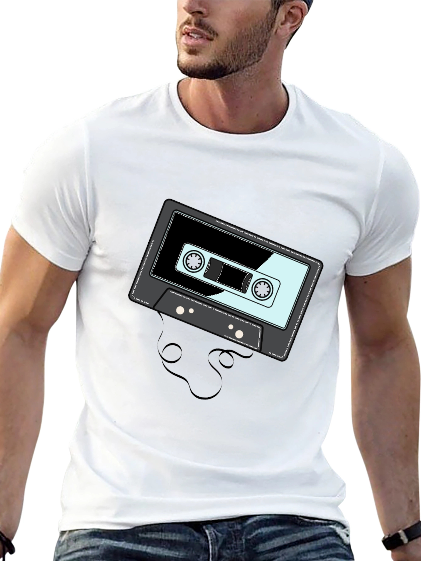 Retro Cassette Tape Graphic Black T-Shirt