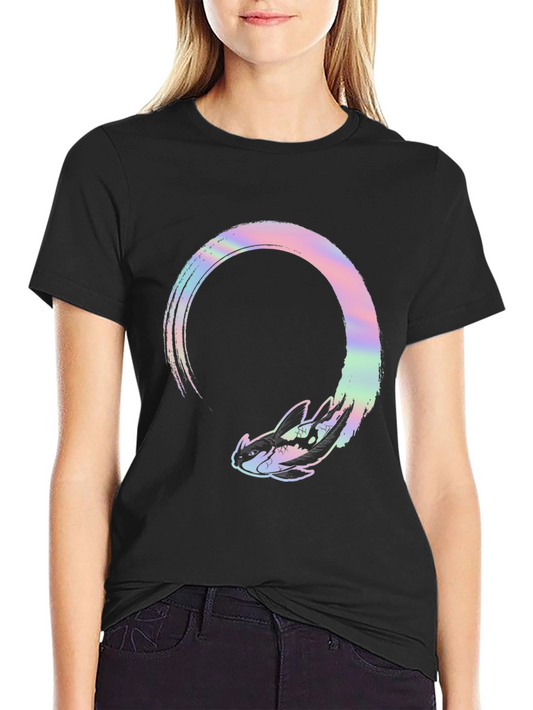 Abstract Dragon Graphic Tee - Black
