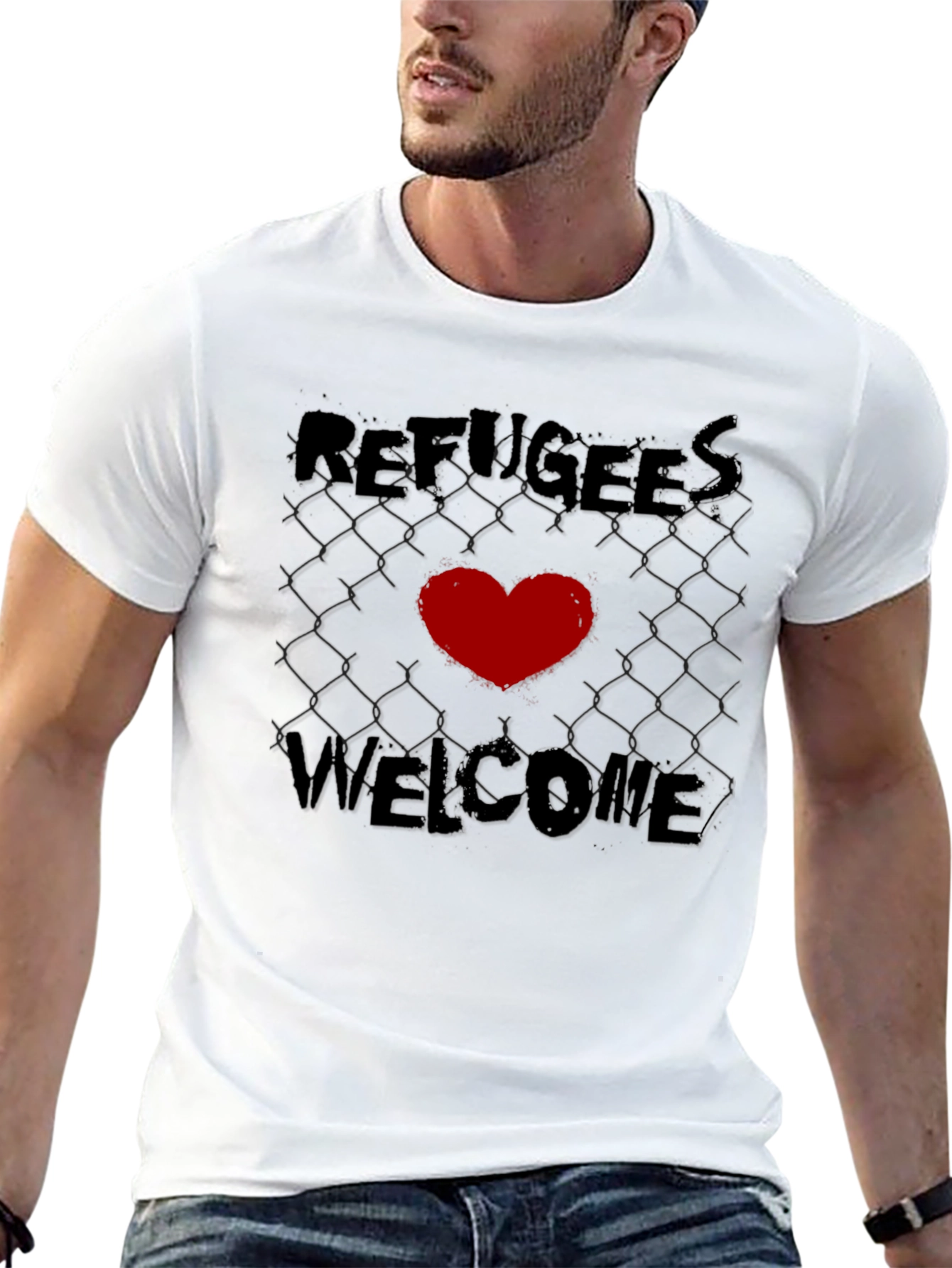 Refugees Welcome Graphic Tee - Heart Design