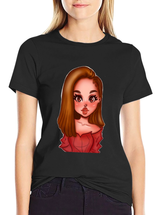 Cartoon Girl Graphic Black T-Shirt
