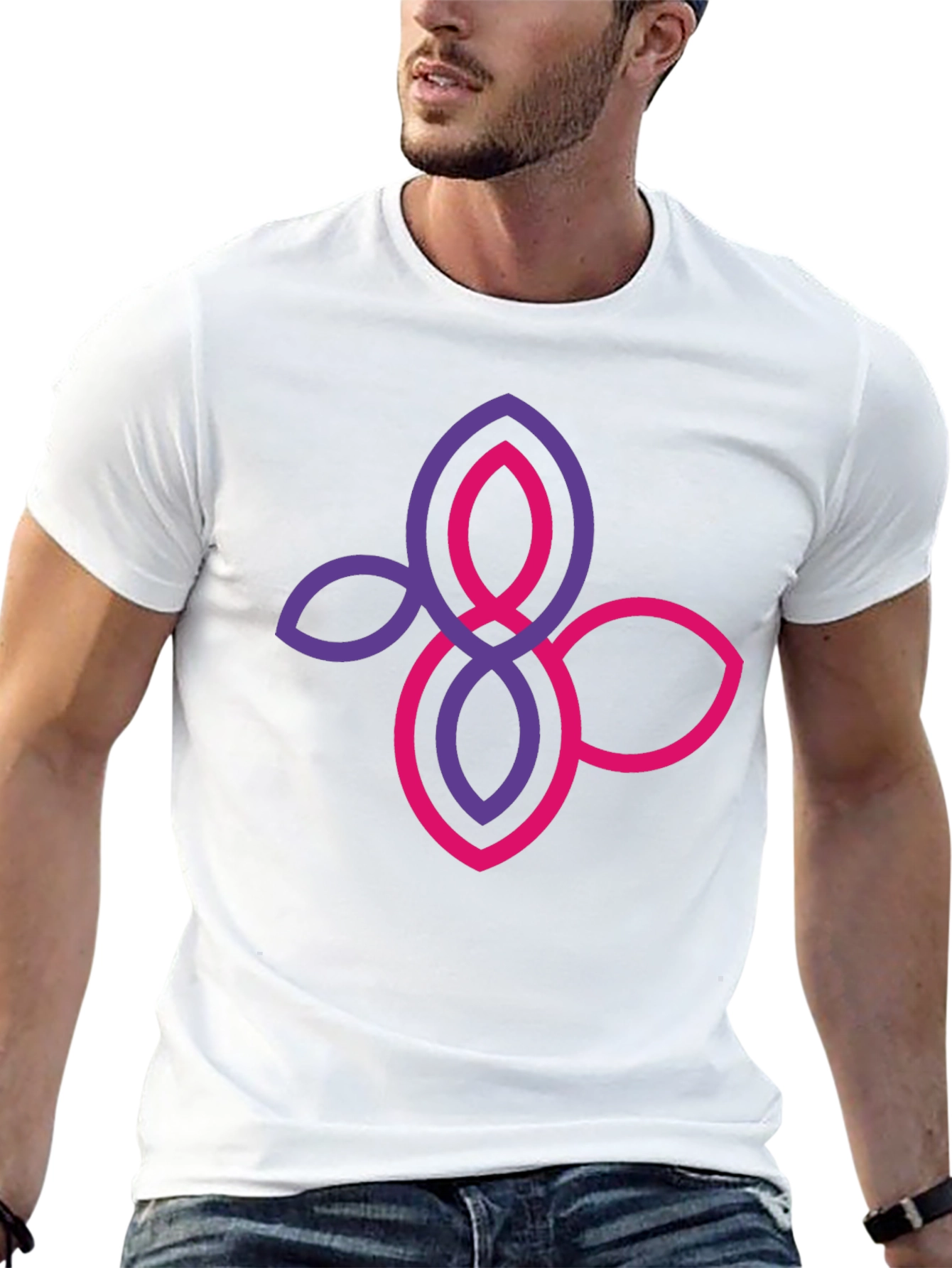 Stylish Black T-Shirt with Floral Knot Design