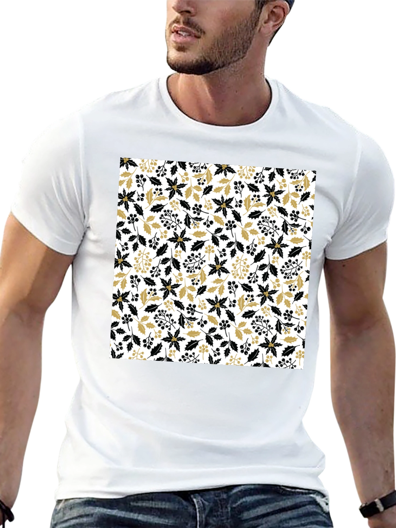Floral Pattern Crew Neck Tee