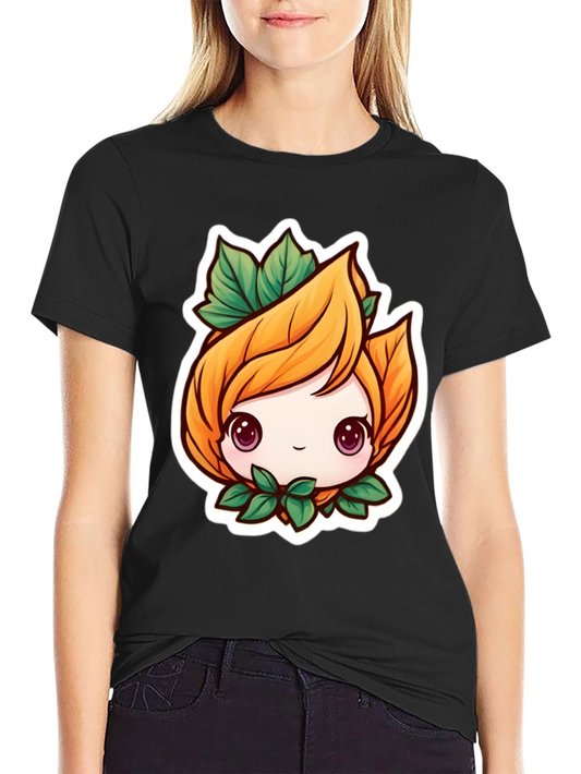 Cute Plant Girl Black T-Shirt