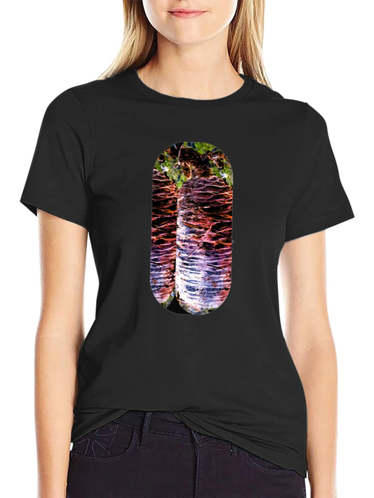 Abstract Nature Print Black T-Shirt