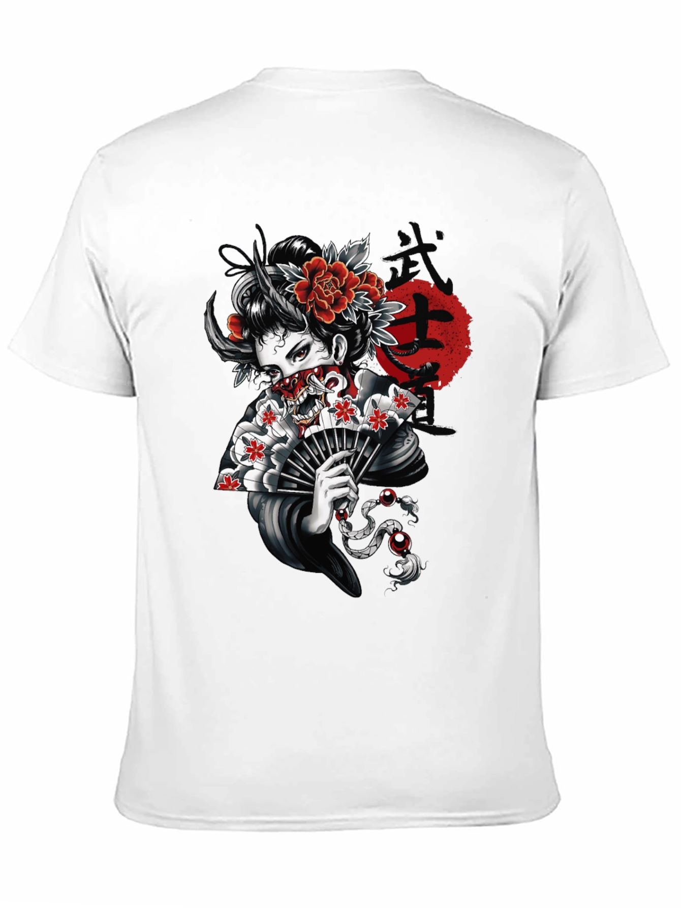 Geisha Oni T-Shirt - Japanese Demon Mask Tee