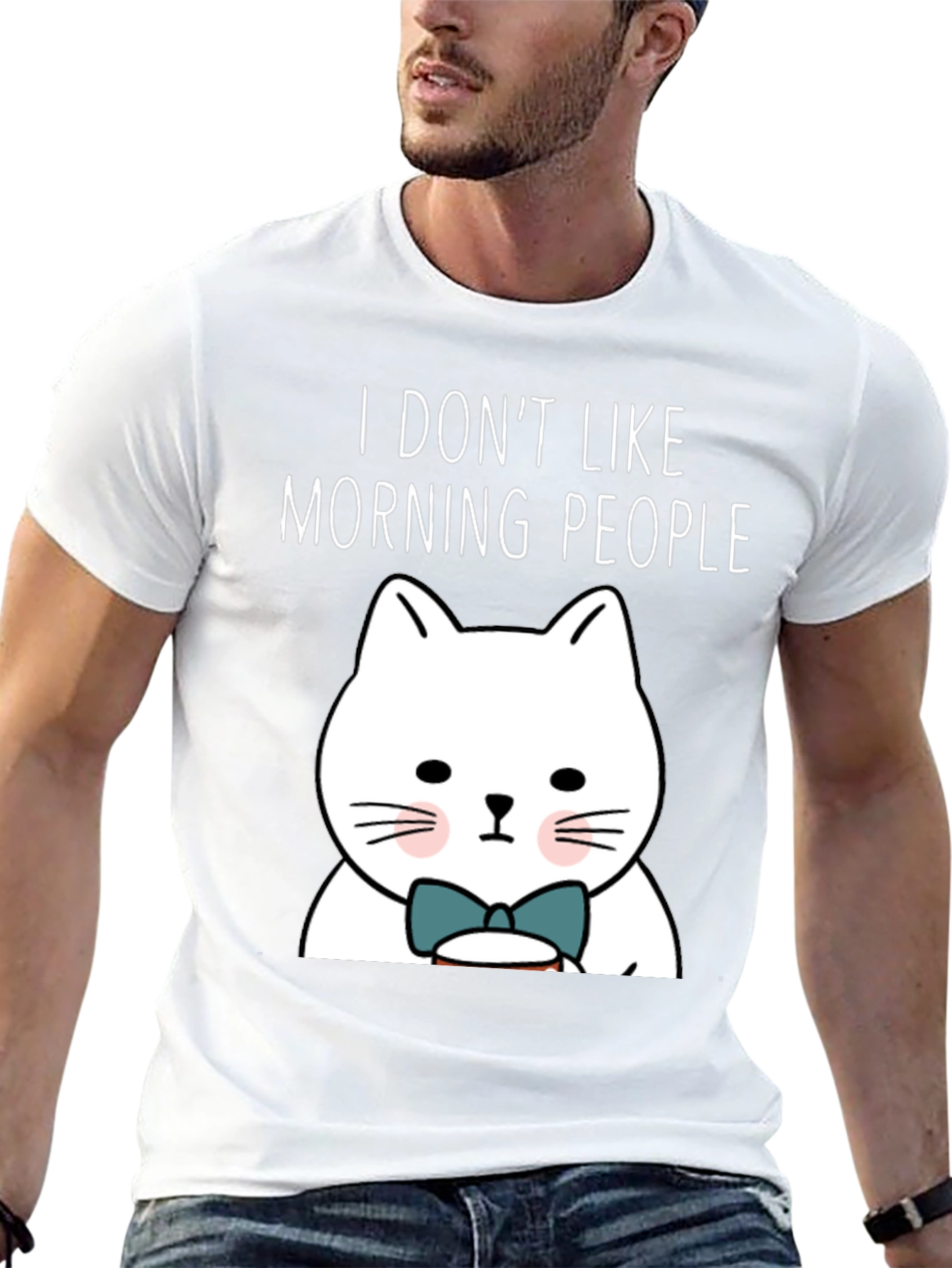 I Dont Like Morning People Funny Cat T-Shirt