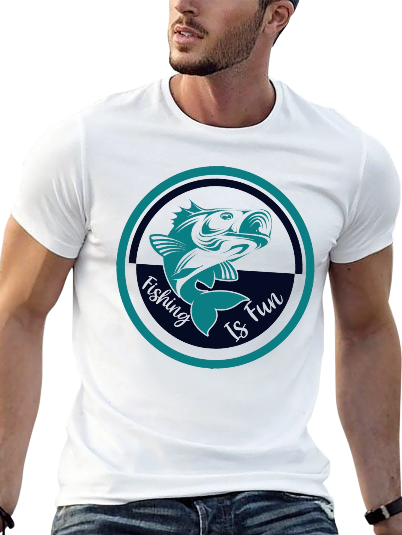Fishing Is Fun Graphic Tee - Black Cotton T-Shirt