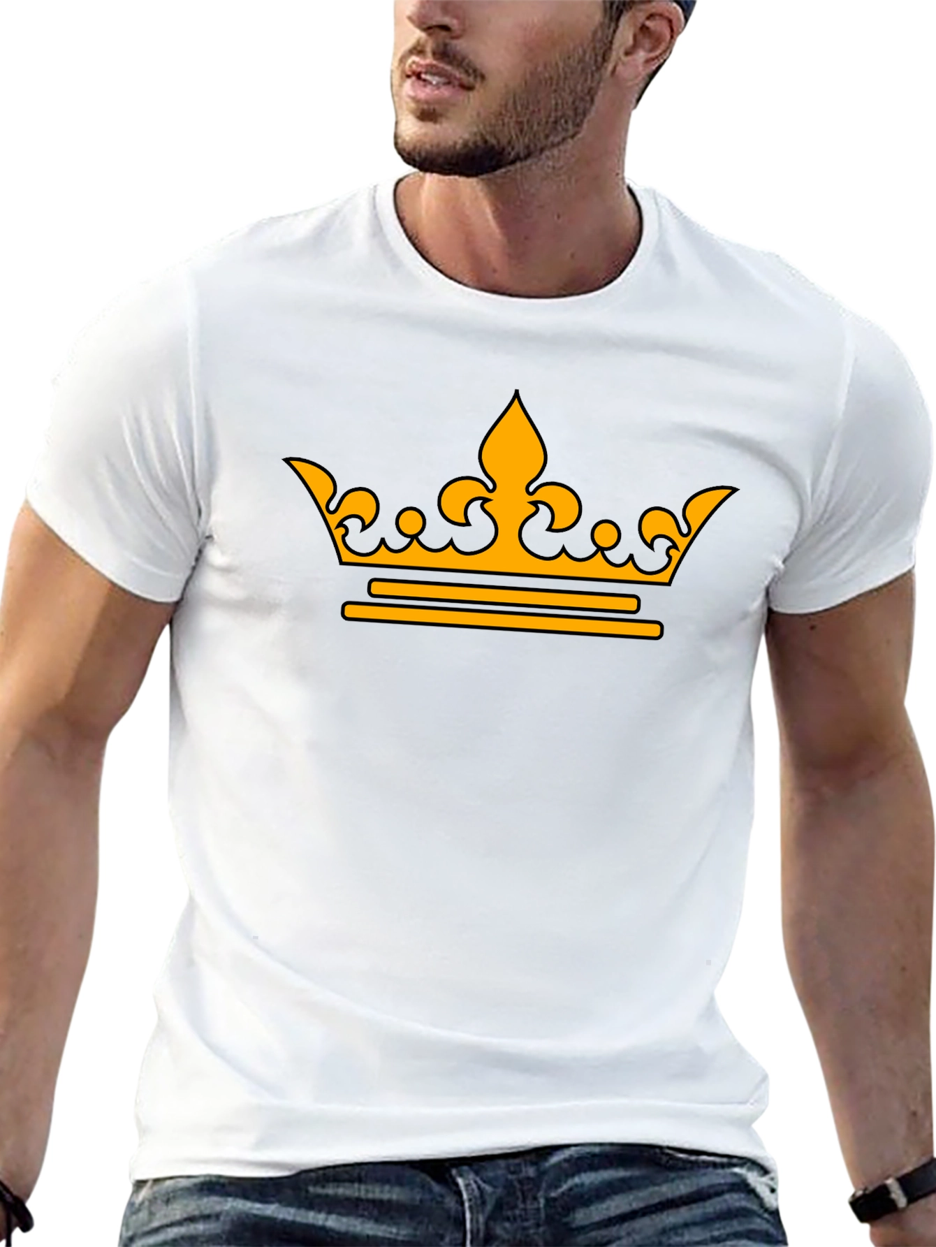 Black T-Shirt with Golden Crown Design