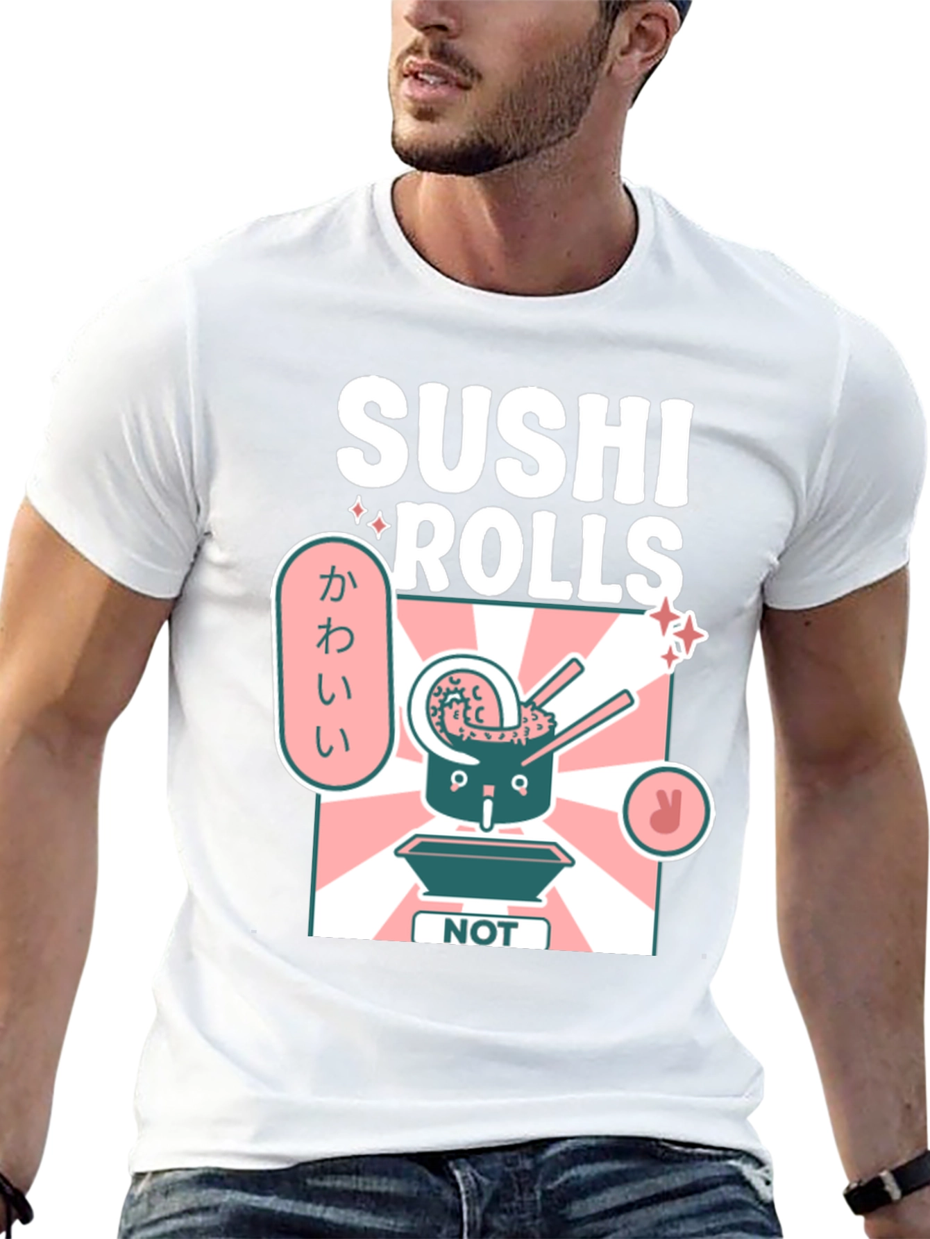 Sushi Rolls NOT Cute Mens Graphic T-Shirt