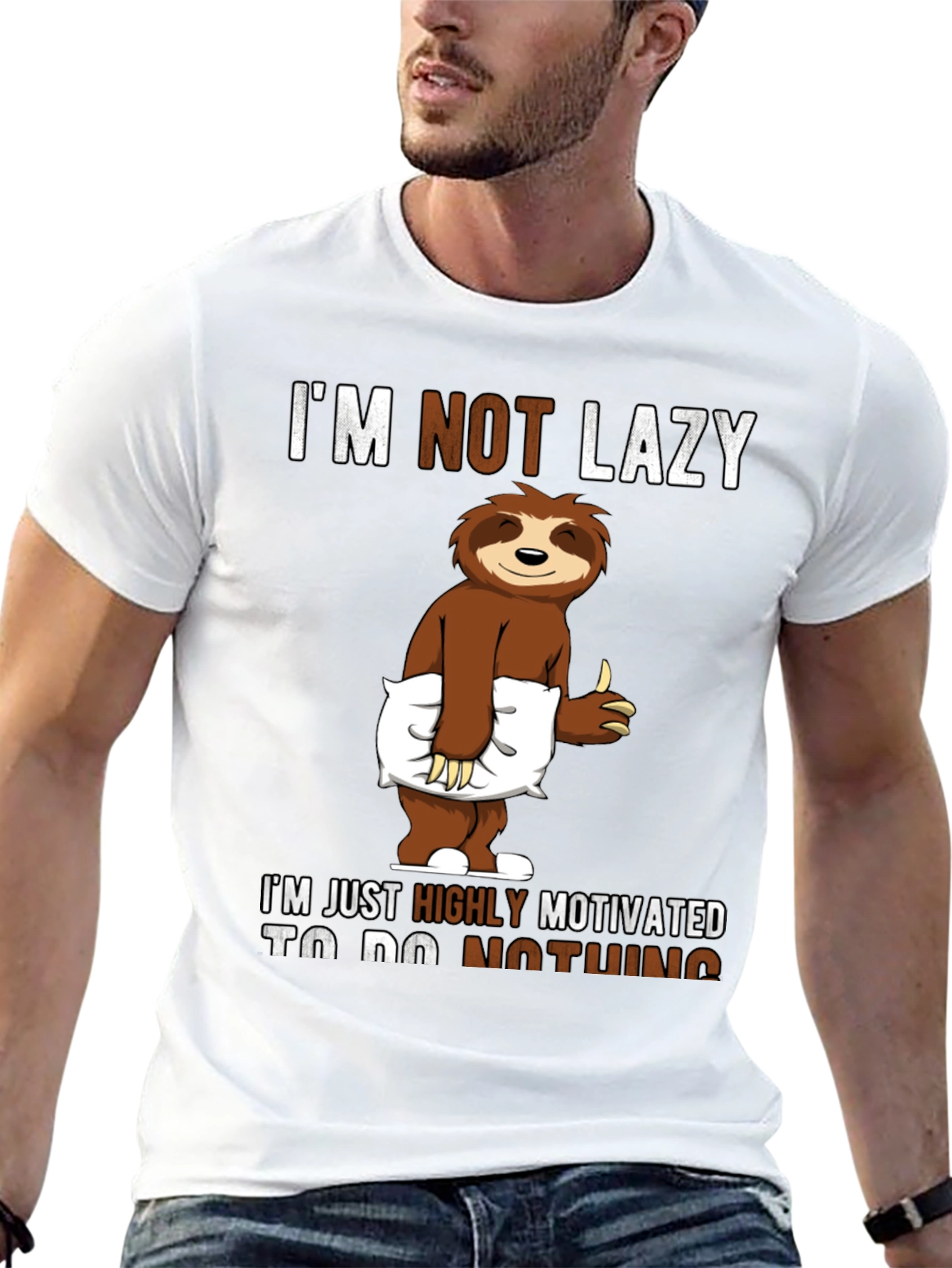 Lazy Sloth Graphic T-Shirt - Motivation Humor Tee