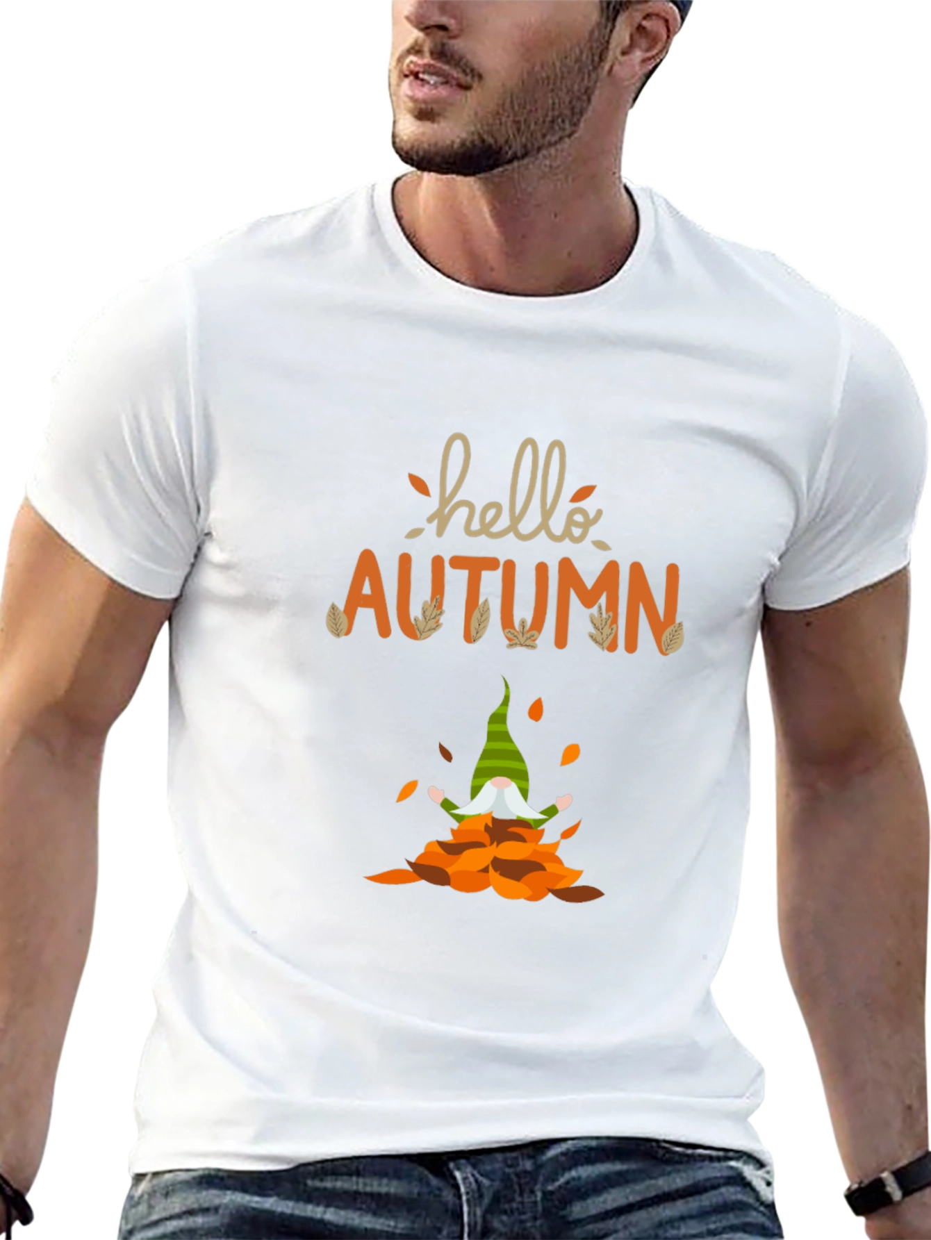 Hello Autumn Gnome T-Shirt - Fall Season Apparel