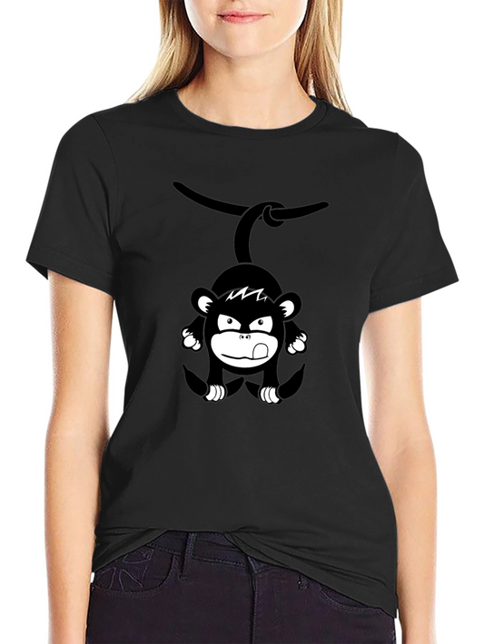 Monkey Graphic Print Black T-Shirt
