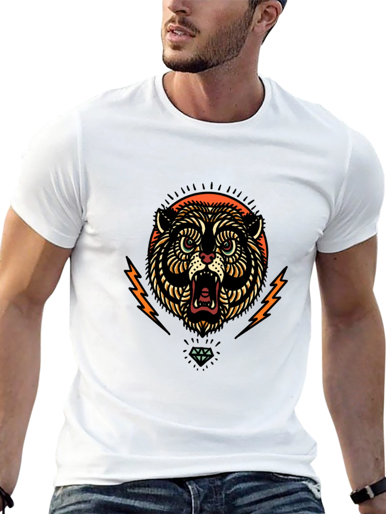 Roaring Tiger Graphic Print Black Tee