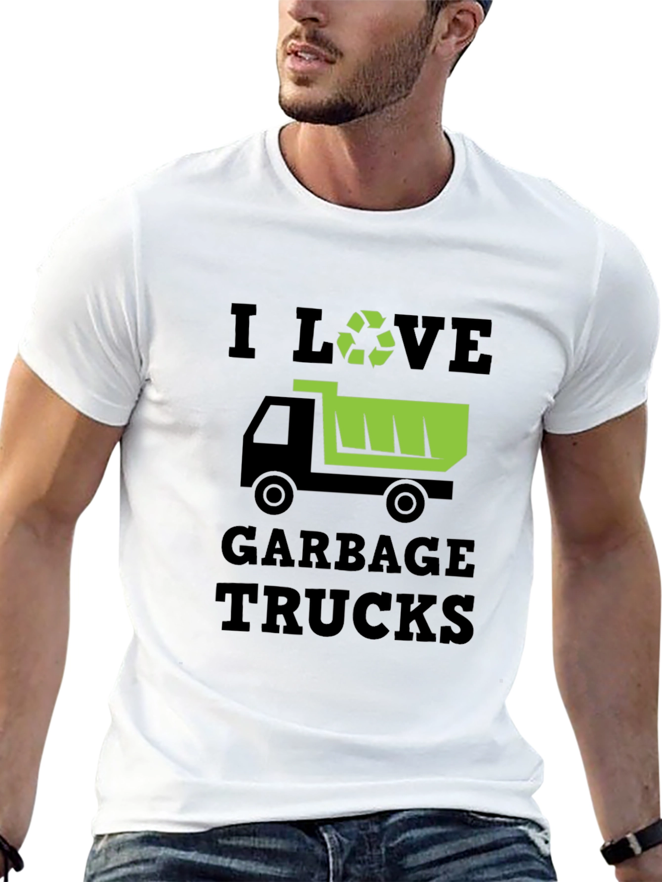 I Love Garbage Trucks Black T-Shirt