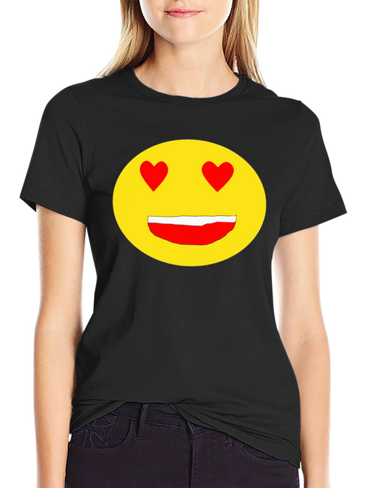 Emoji Heart Eyes Black T-Shirt - Express Your Love!