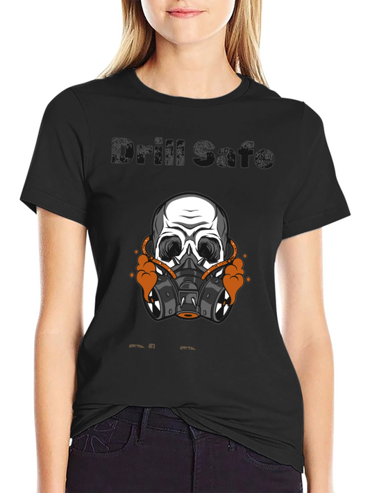 Skull Gas Mask Graphic Tee - Black Cotton T-Shirt