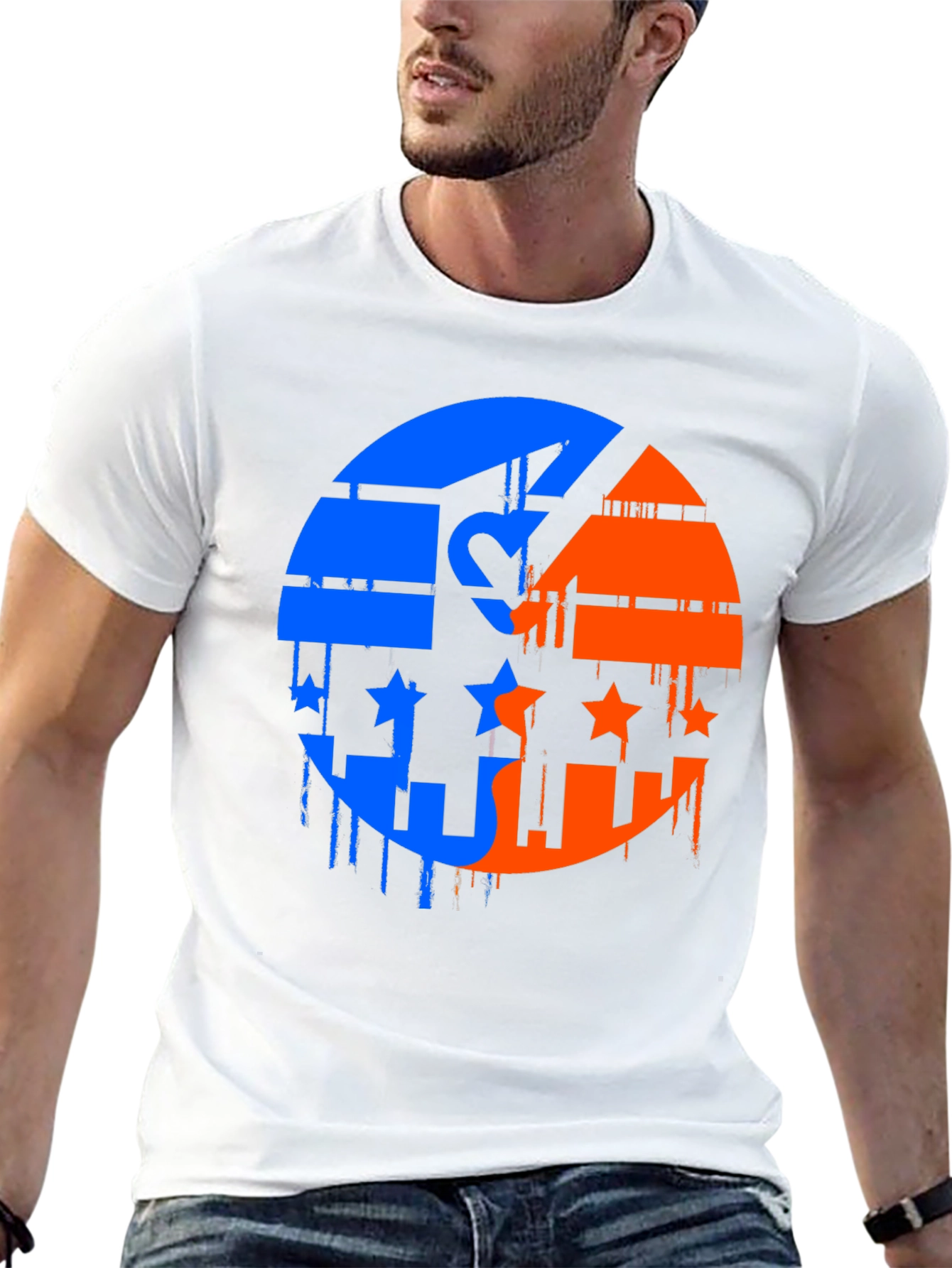Yin Yang Stars Mens Black Graphic T-Shirt