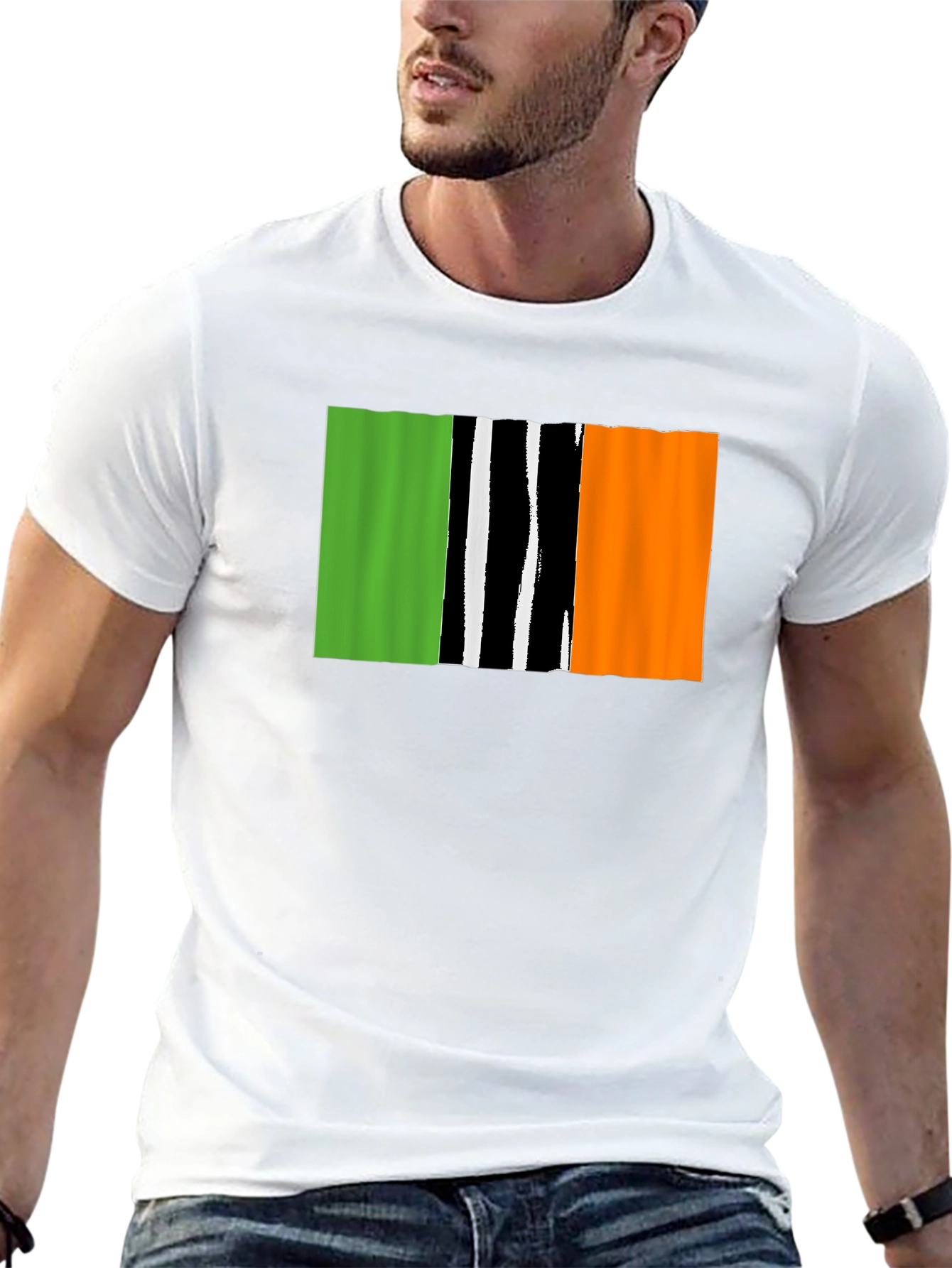 Irish Flag T-Shirt - Black Crew Neck Tee