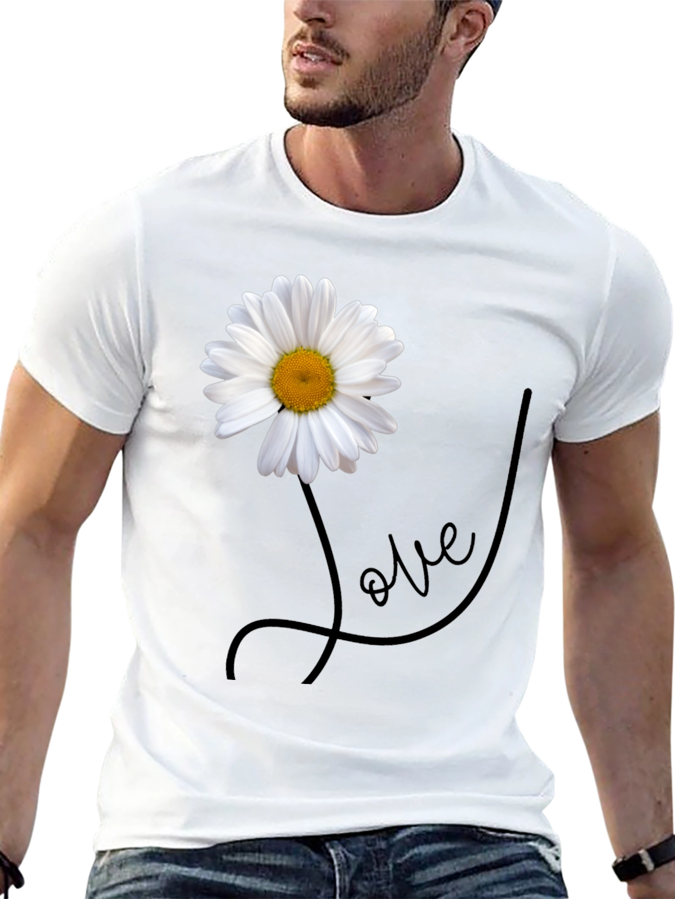 Daisy Love Graphic Tee - Stylish Mens Black T-Shirt