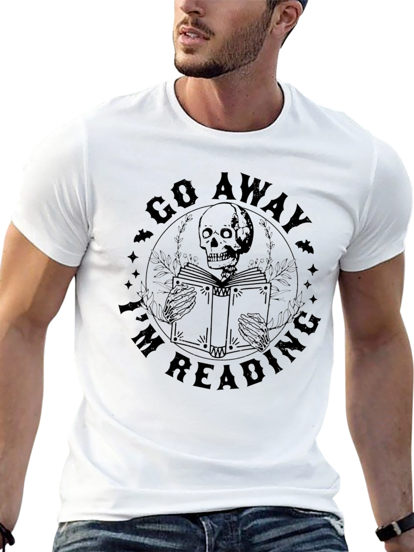 Go Away Im Reading T-Shirt: Skull Book Lover Tee
