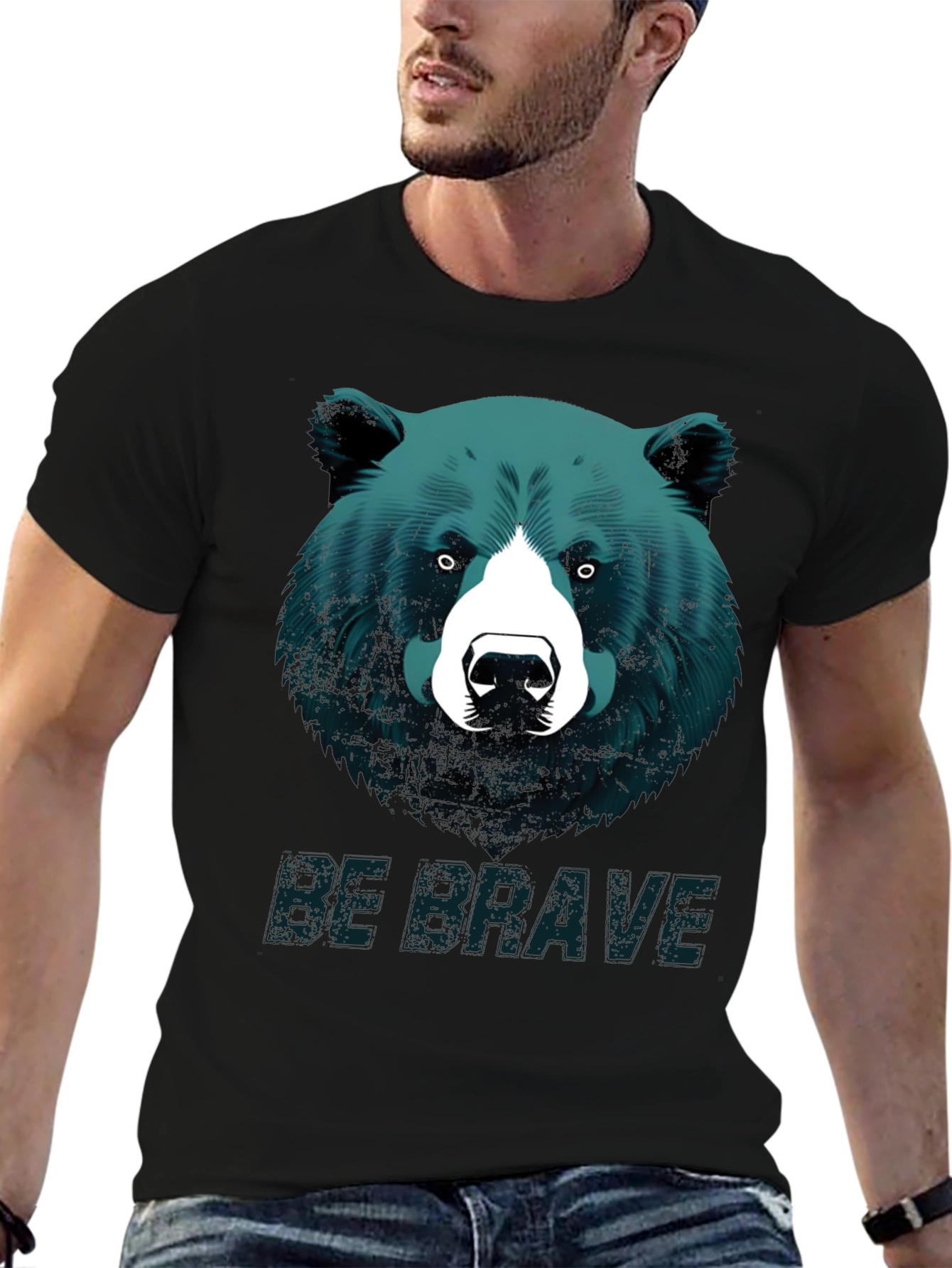 Be Brave Bear Graphic Tee - Black Unisex T-Shirt