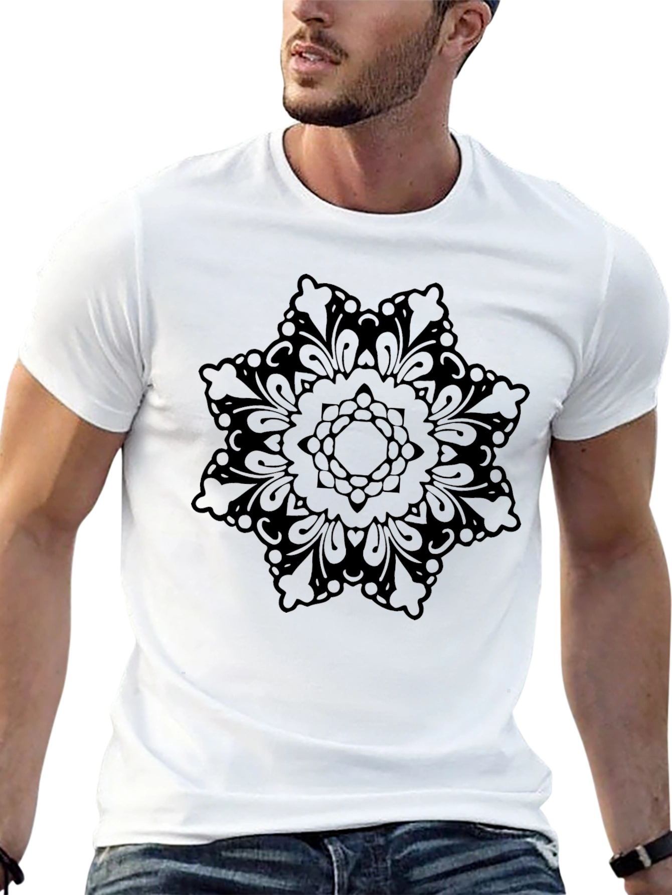 Black Mandala Graphic T-Shirt - Casual Style