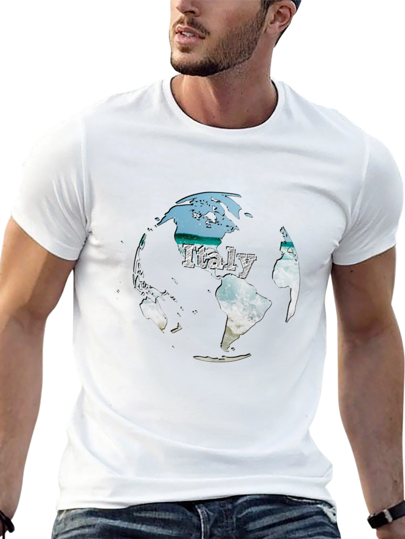 Italy Globe Graphic T-Shirt - Black
