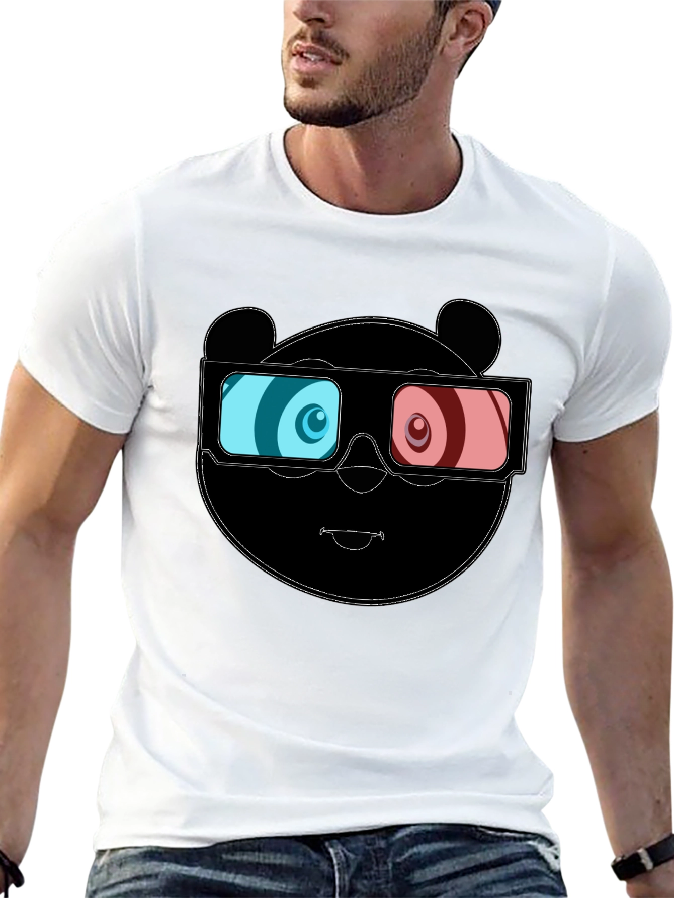 3D Panda Graphic Tee - Cool Black T-Shirt